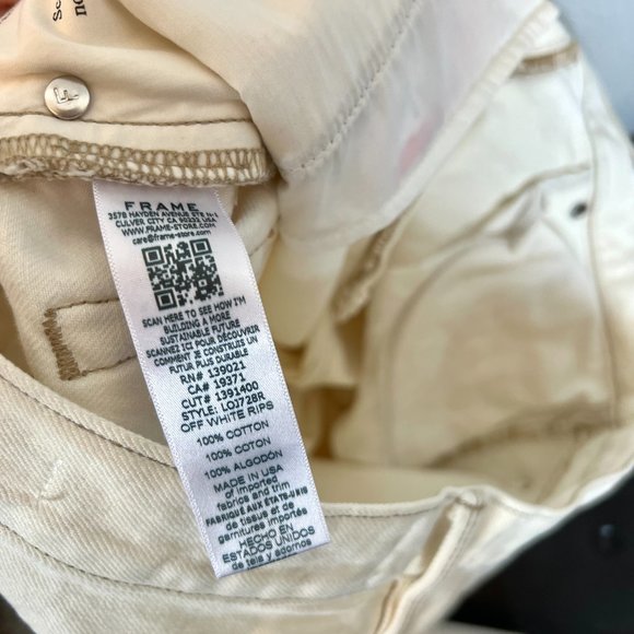 FRAME Le Original Off White Rips Womens Size 30 High Waist NWT Denim Jeans NEW - Picture 9 of 10